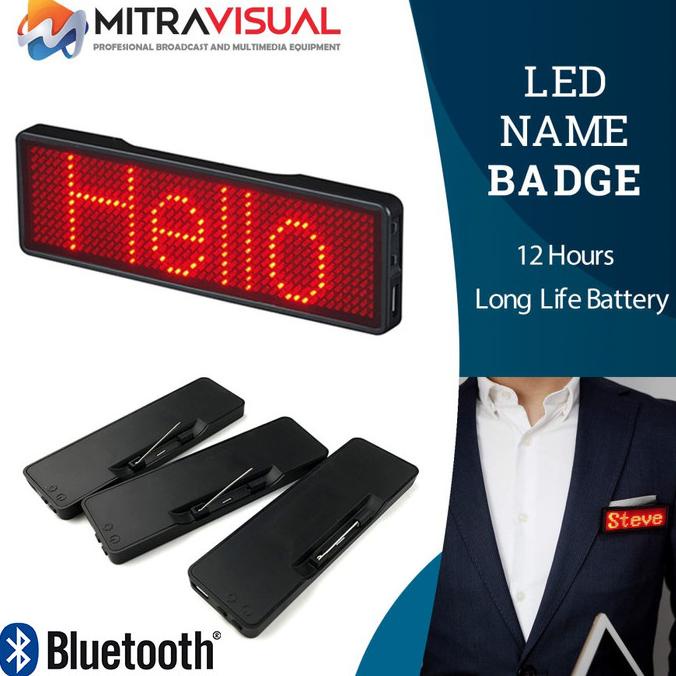 

Terbaru !!! Led Name Badge / Name Tag Running Text Support Bluetooth And Usb Pc