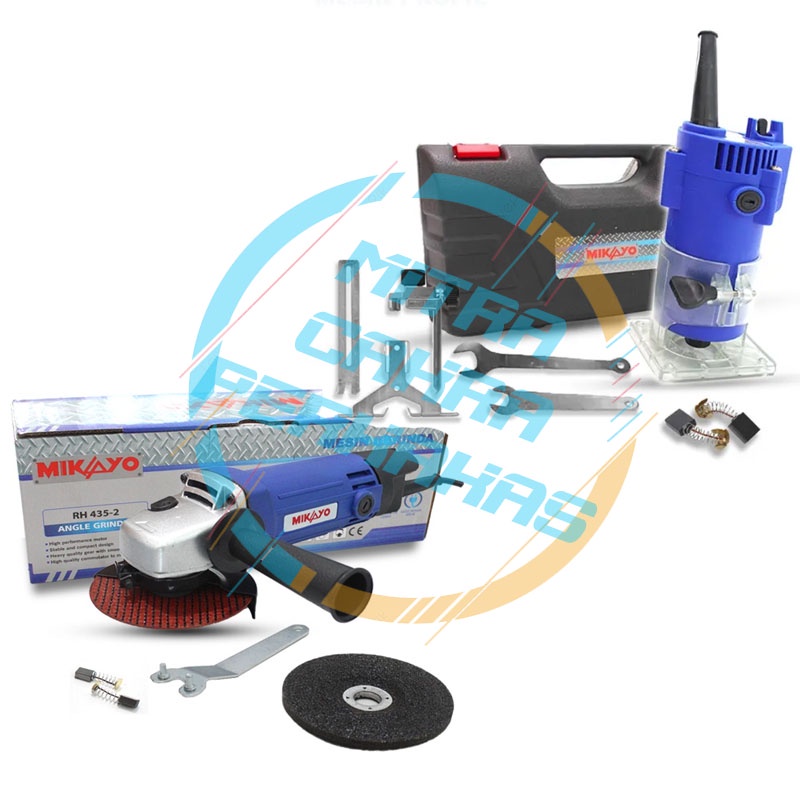 PAKET TUKANG TERBARU DAN TERMURAH!!!!! MESIN PROFIL KAYU LISTRIK 6MM MIKAYO PROFIL KAYU+MESIN GERGAJI GERINDA TANGAN LISTRIK GERINDA MURAH 4IN TERMURAH FREE MATA