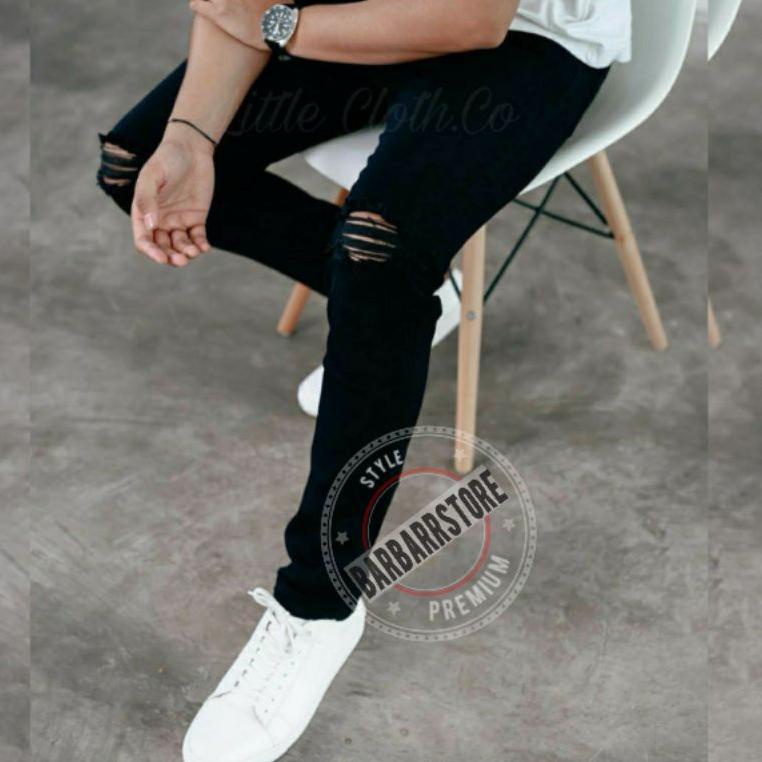 RECOMENDED Celana jeans pria panjang sobek lutut jenas ripped pria celana levis robek pria murah mel