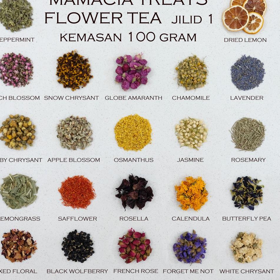 

✻ Mamacia Treats (100 gram) Lavender Chamomile Chrysanthemum Teh Bunga Telang Flower Tea Jilid 1 ❋