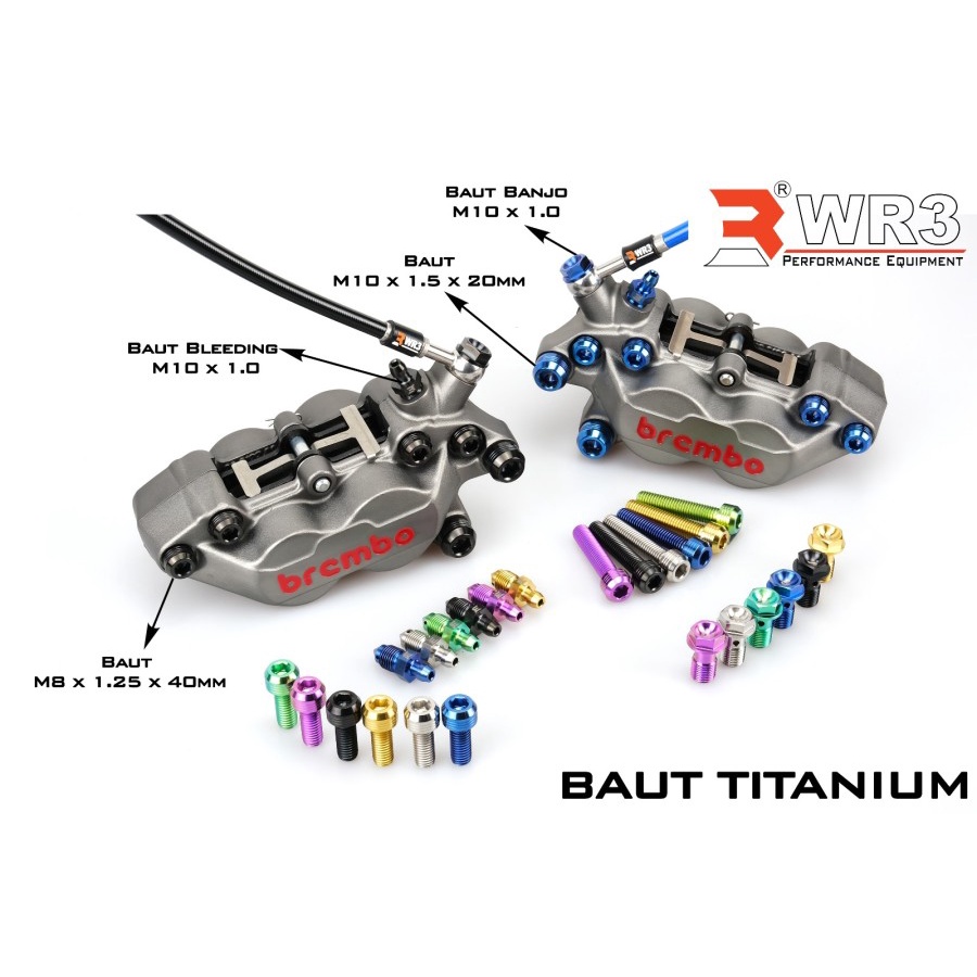 WR3 Baut Titanium Kaliper ke Body