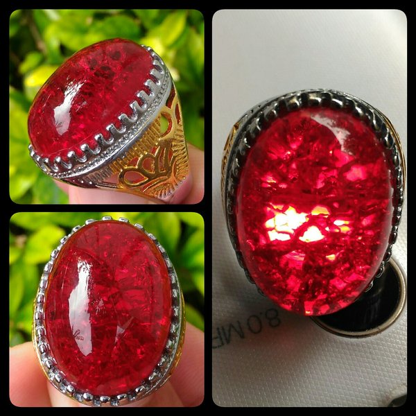Cincin Batu Akik Akik Pecah Seribu Merah Siam Hq FS92
