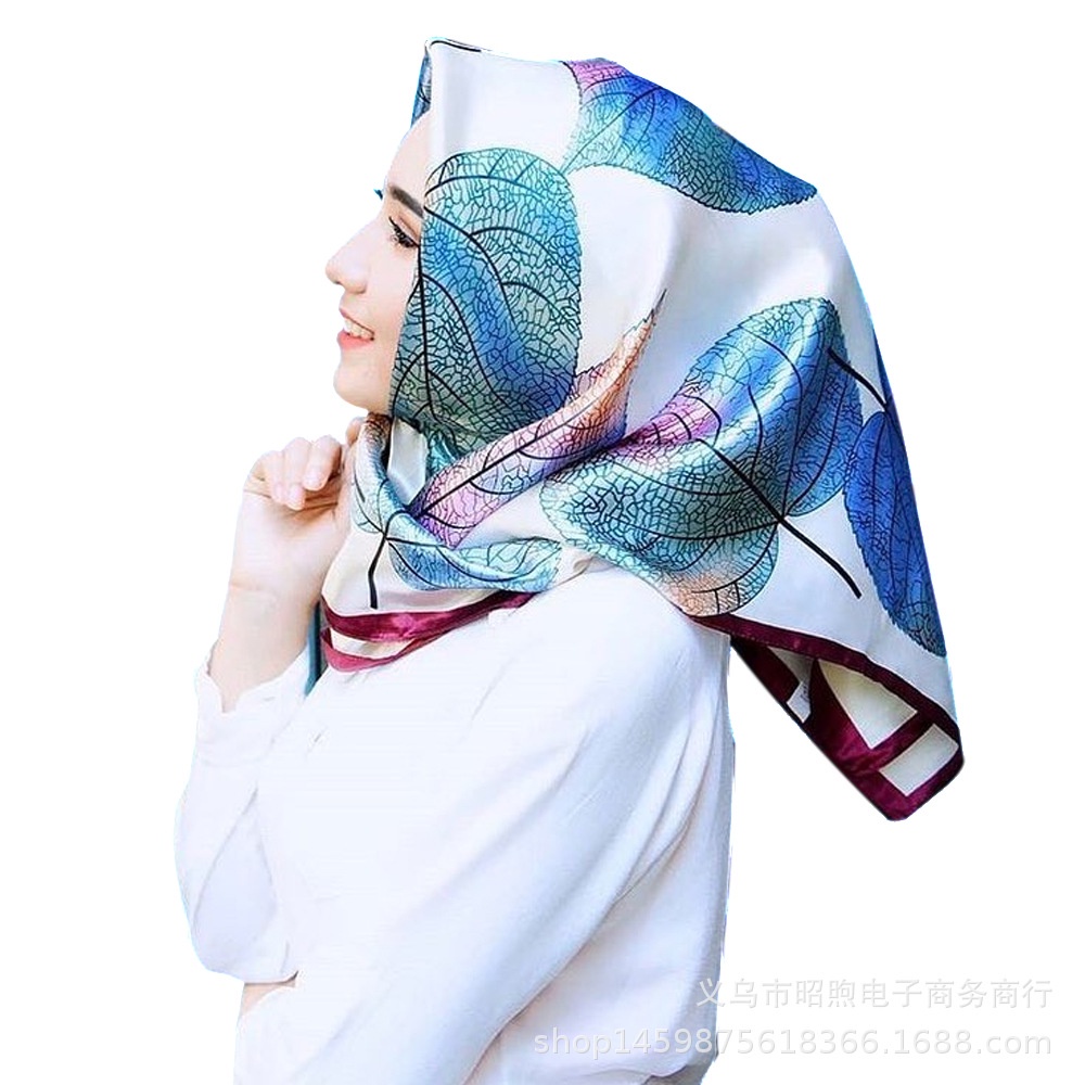 Hijab  kerudung HeadBand shawl Musim Panas Syal Sutra Wanita Bagian Tipis 90*90 Satin Ledakan Gaya Selendang Bernapas Fashion Jilbab Klasik Retro Syal