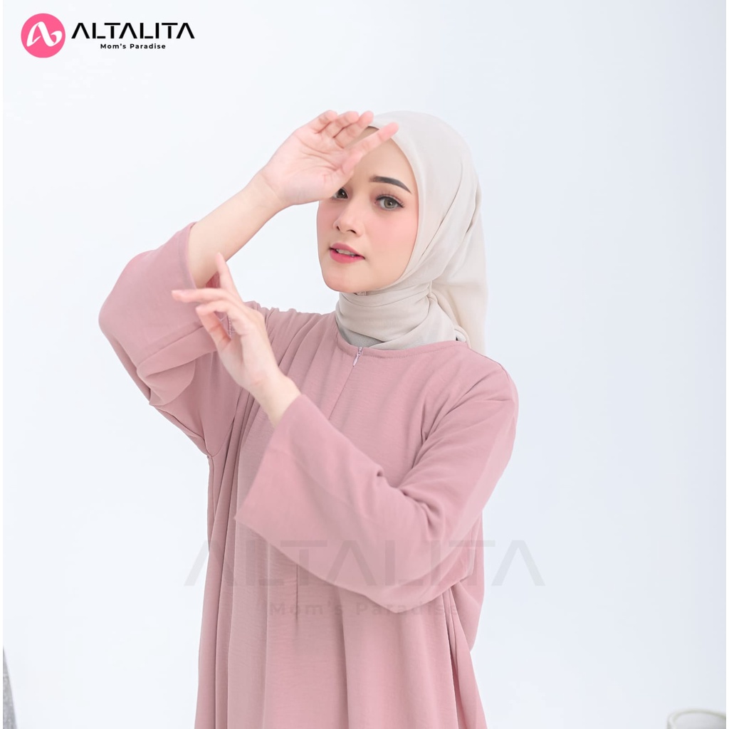 Altalita - Daster Gamis Polos Panjang Lengan 3/4 Cringcle Airflow Kekinian Semata Kaki Busui Jumbo LD 120