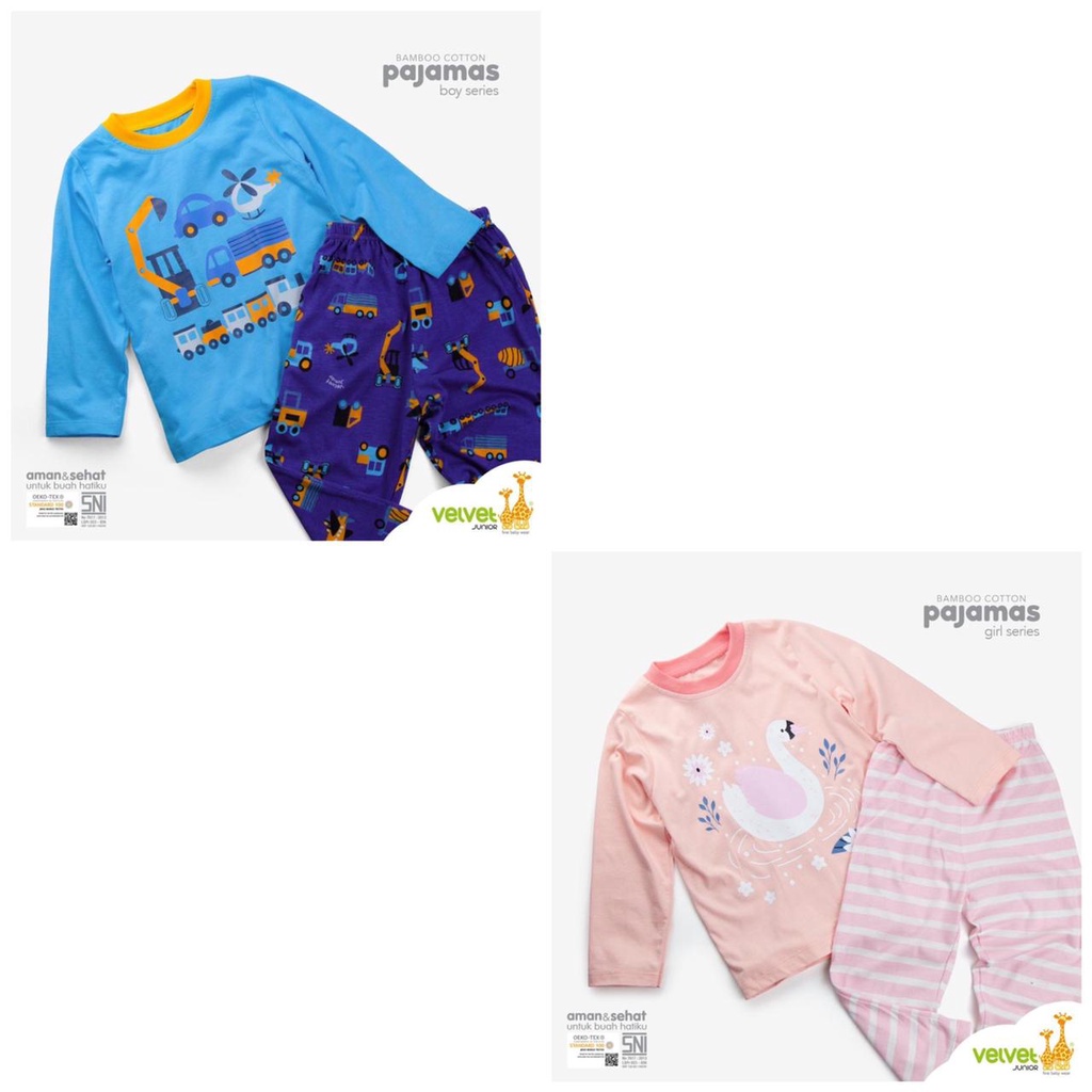 1 stel Velvet Junior Piyama Mix &amp; Match Bamboo Cotton Boy &amp; Girl L/XL/2/3/4/5