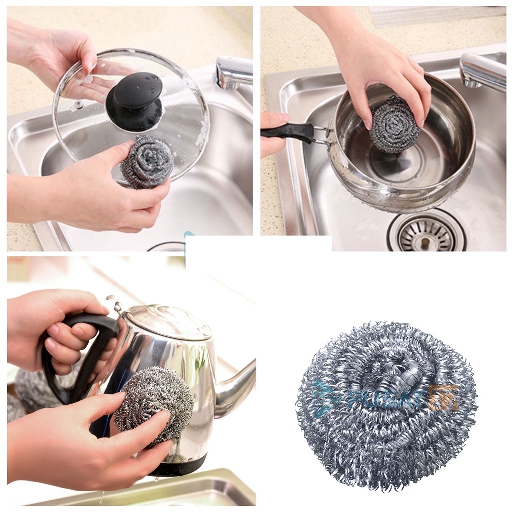 Sikat Kawat Panci Wajan Stainless Sikat Besi Sabut Kawat Penyikat Cuci Piring Teflon Rinjing Spon Pembersih Kawat Sutil Spatula AD26