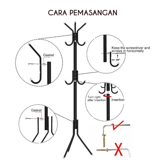 Stand Hanger Coatrack Gantungan Baju Jaket Topi Tas Multifungsi