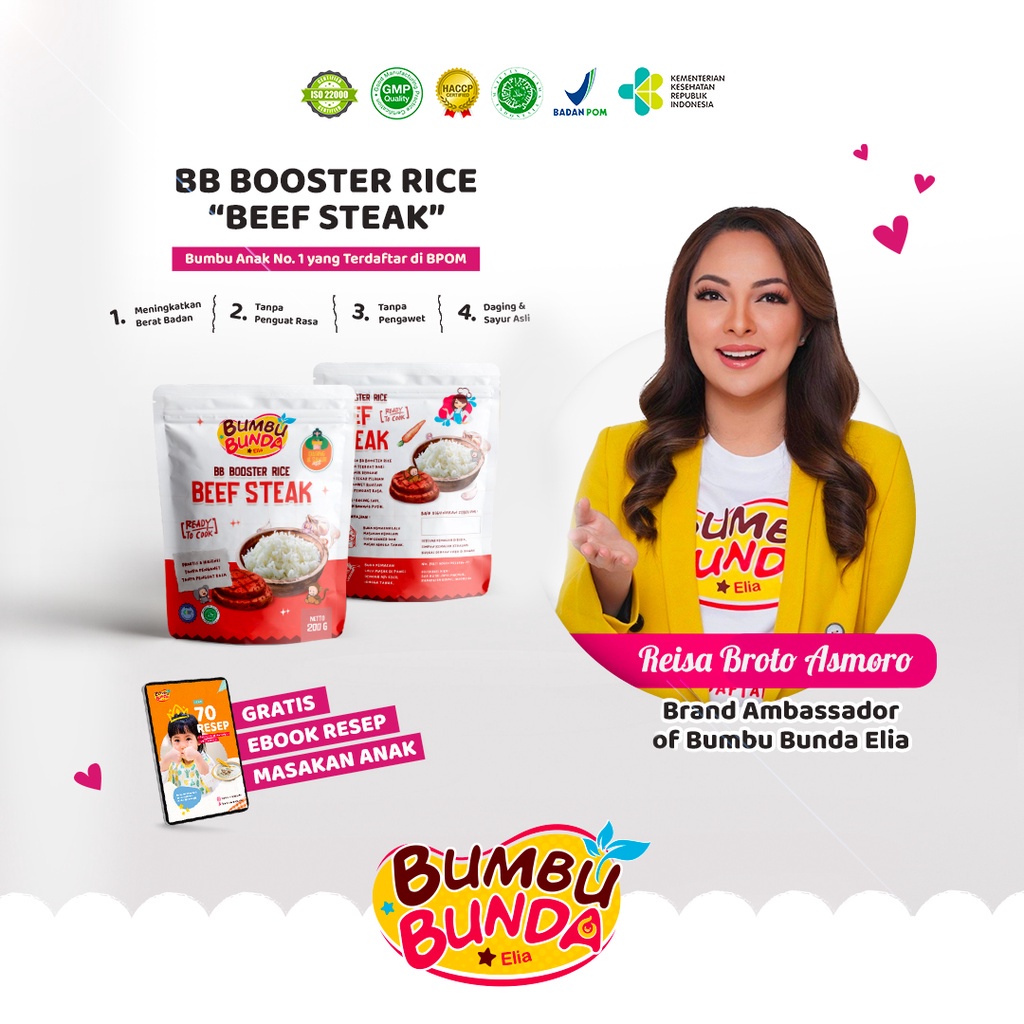 Bumbu Bunda Elia BB Booster Rice MPASI Beras Mpasi Beef Steak Salmon Chicken Tuna Butter Cheese