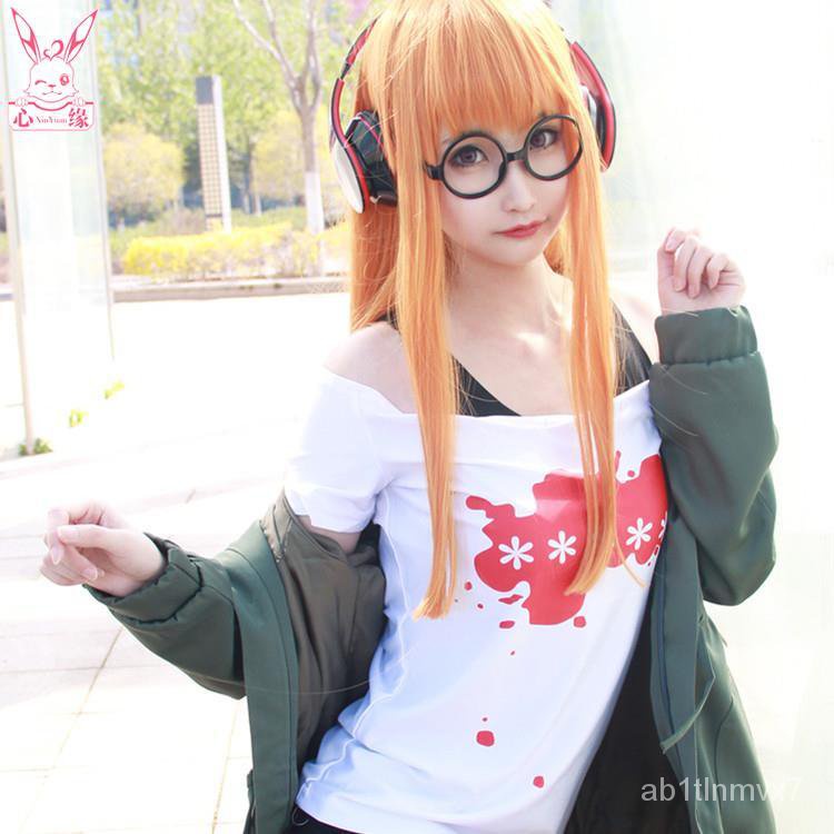 Game Persona 5 Futaba Sakura Cosplay Costume  Halloween Full Set P5 Uniform Suit Wig Coat Jacket