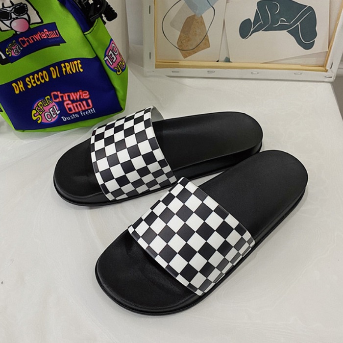 RYX - Checker Rubber Sandal Slip On Pria Fashion Casual / Jalan Jalan (NO BOX) - Ori Import