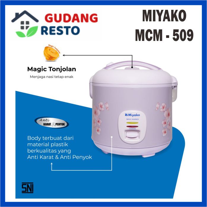 Rice Cooker 3 in 1 Miyako MCM 509 / Magic com / Penanak nasi MCM-509