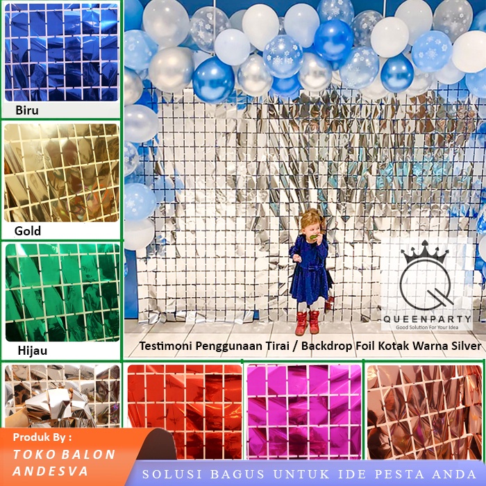 Tirai Rumbai Foil Kotak / Backdrop Foil Curtain / Tirai Foil Square / tirai foil kotak 2m