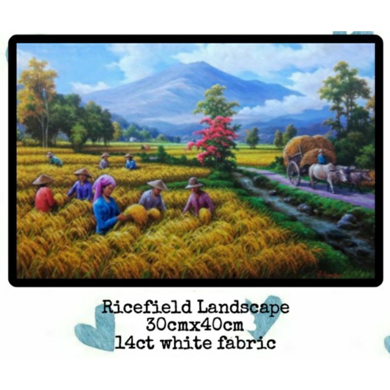 paket kristik  panen padi pemandangan sawah 14ct