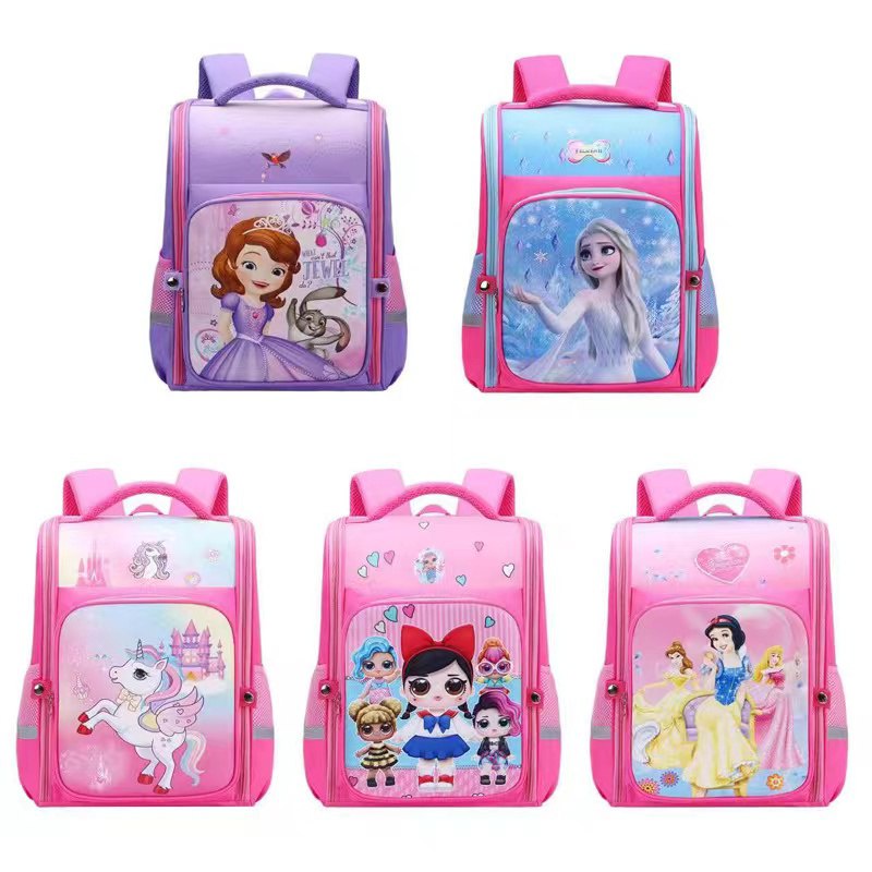 BARU LIN120 Tas Ransel Sekolah Anak / Tas Import Anak / Tas Sekolah Motif Princess Sofia Frozen Snow White Unicorn-Your Affordable Quality!