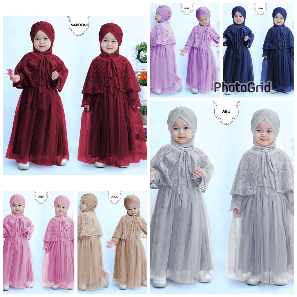 Gamis Brukat Anak Dress Muslim Anak Perempuan Gamis Pesta Anak Perempuan Bahan Brukat Tile Kekinian 