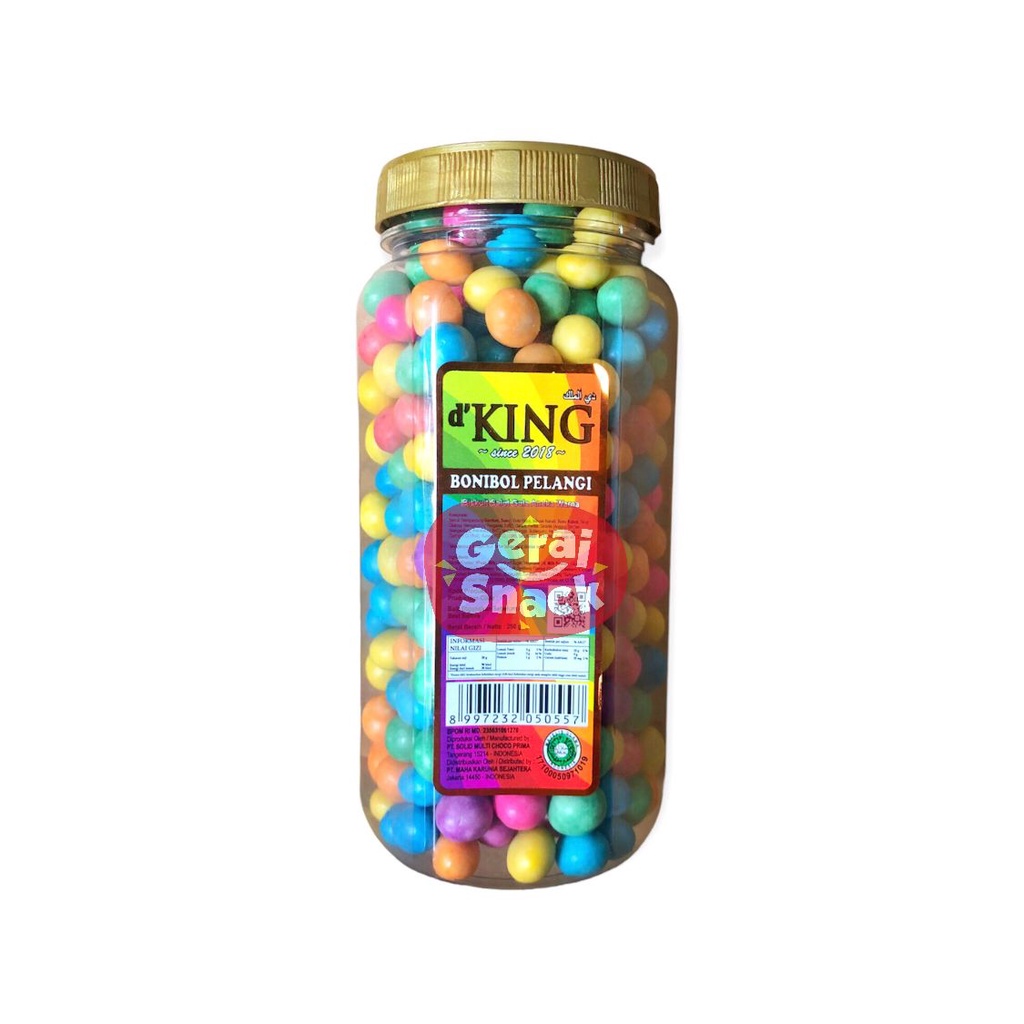 d'KING Bonibol Pelangi 1 JAR  Biskuit Salut Lapis Cokelat Warna Warni 250g