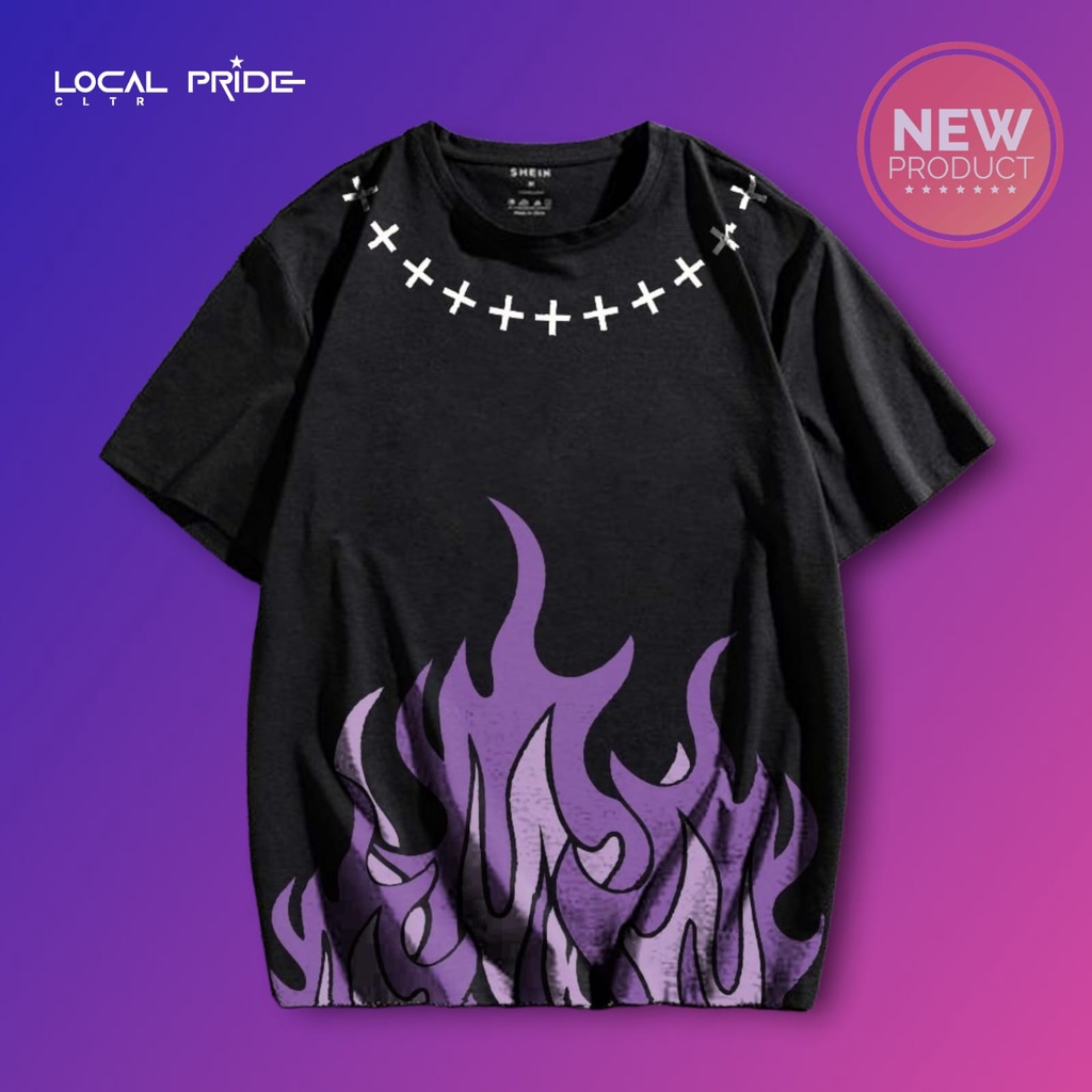 KAOS AESTHETIC FLAMES OVERSIZE API UNGU TERBARU VIBES ONLY