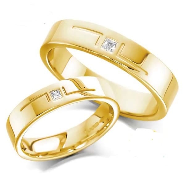 Cincin Kawin / Tunangan / Couple Perak 925 Lapis kuning emas NEW