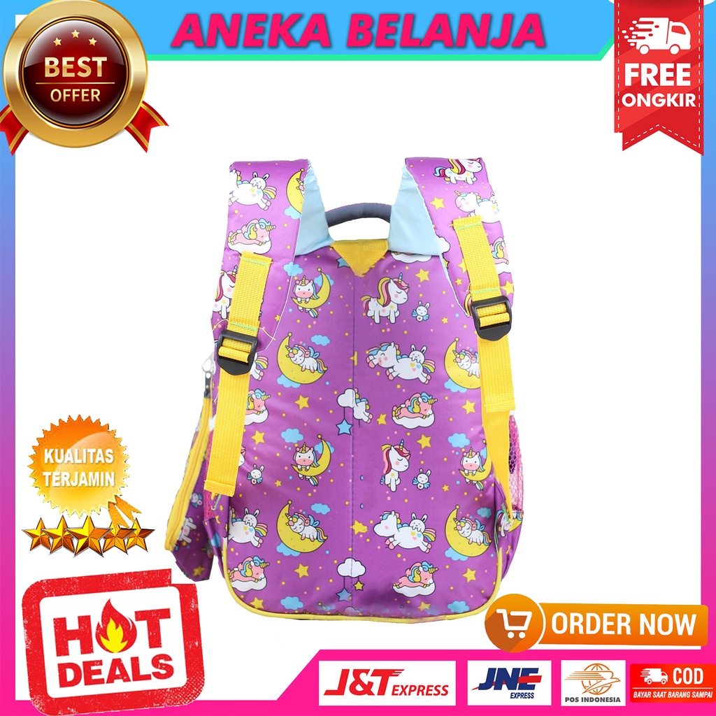 New Arrival Tas Ransel Sekolah Anak Perempuan Cahaya Pony Bulan Saku Depan Warna Ungu Backpack Anak Cewek Premium Lucu Imut Keren Paud TK SD Bahan Awet Tebal Harga Termurah Berkualitas