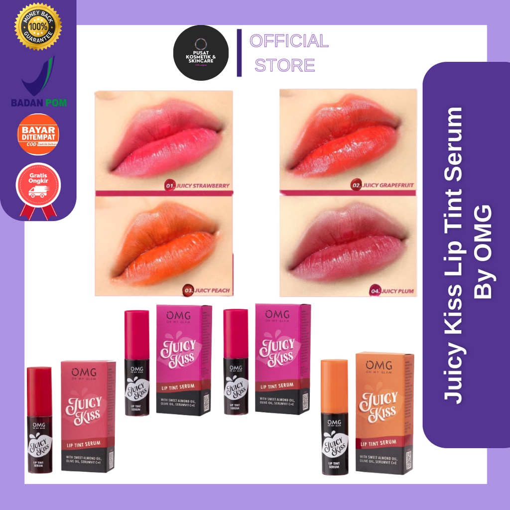 Juicy Kiss Lip Tint Serum by OMG | Serum Bibir | Lip Tint | Tint Serum | BPOM Oh My Glow Glam 100% ORIGINALL