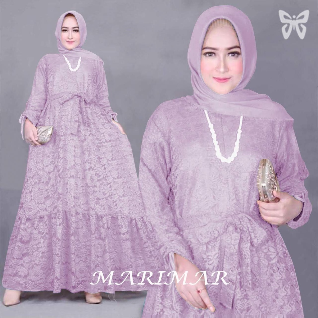 ELDE 5 - Marimar JUMBO DRESS L - XL - 3XL - 5XL Maxi GAMIS BRUKAT Jumbo lapis furing  MAXI Busui tangan serut