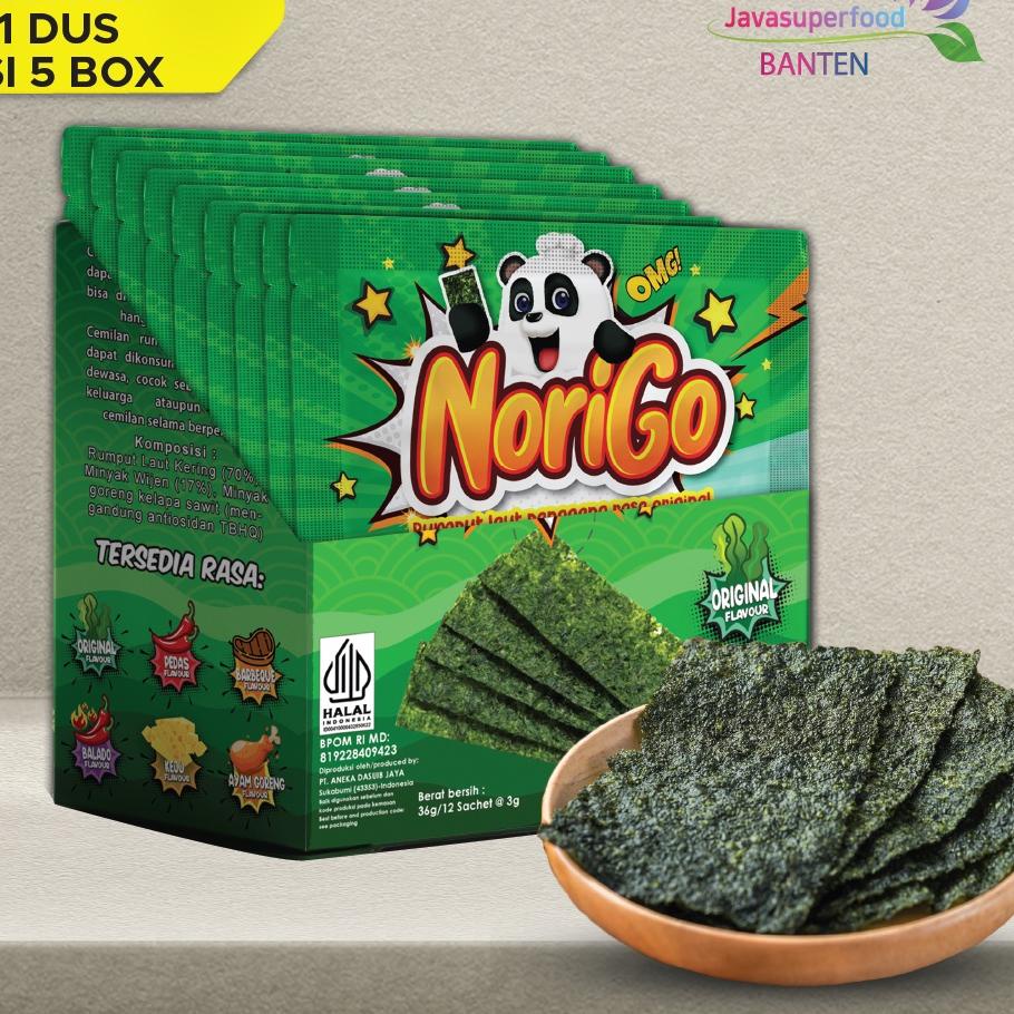 

Promo baru [Halal] Norigo Cemilan (1 BOX ISI 12 PCS) / Nori Sachet Seaweed Snack 3g / Rumput Laut Halal Original