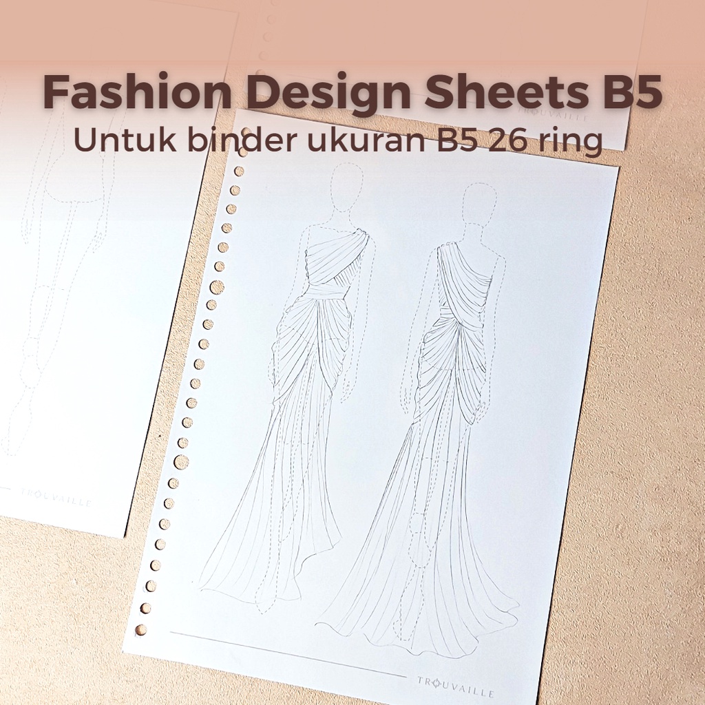

Isi Binder Fashion Design ukuran B5 untuk menggambar baju & sketsa fashion illustration