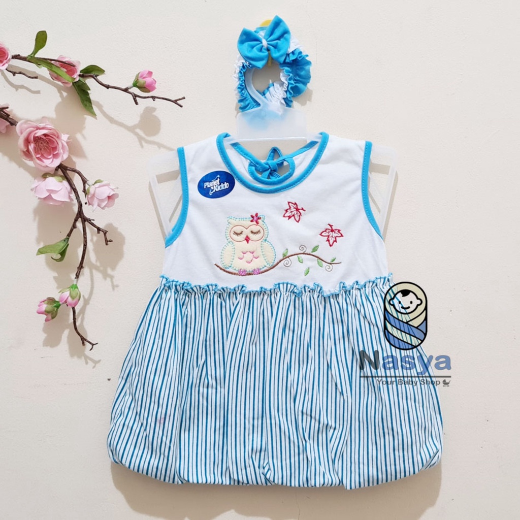 [P-041C] Dress Bayi Singlet owl  Lucu (0-6 bulan)