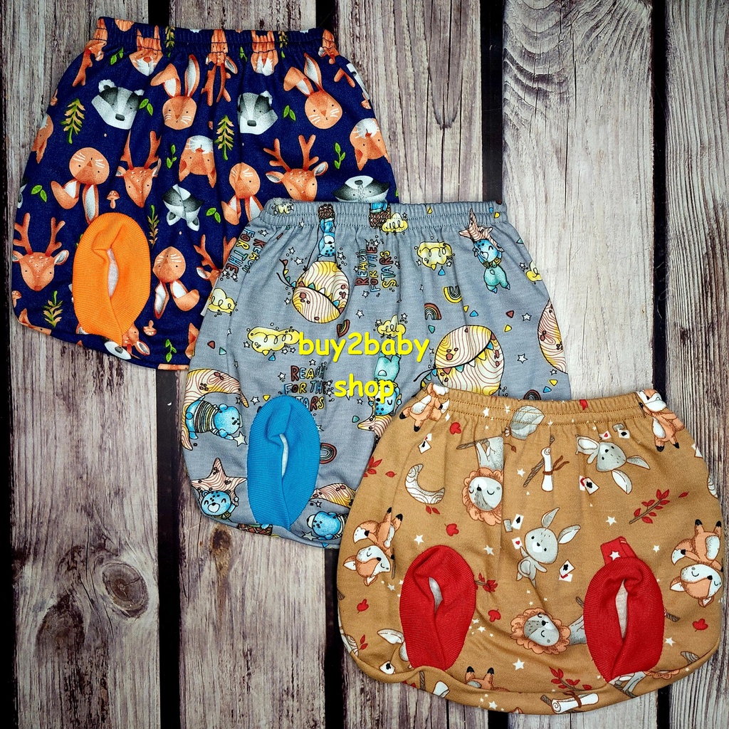 Celana pendek POP bayi Cico Miko Happy Jungle Series 0-6 Bulan 3 PCS