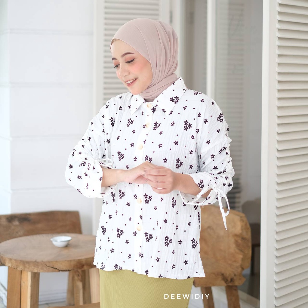 BLOUSE MOTIF BUNGA WANITA / KEMEJA KERJA WANITA / KEMEJA JUMBO WANITA / BAJU BUSUI / IVY BLOUSE DEEWIDIY