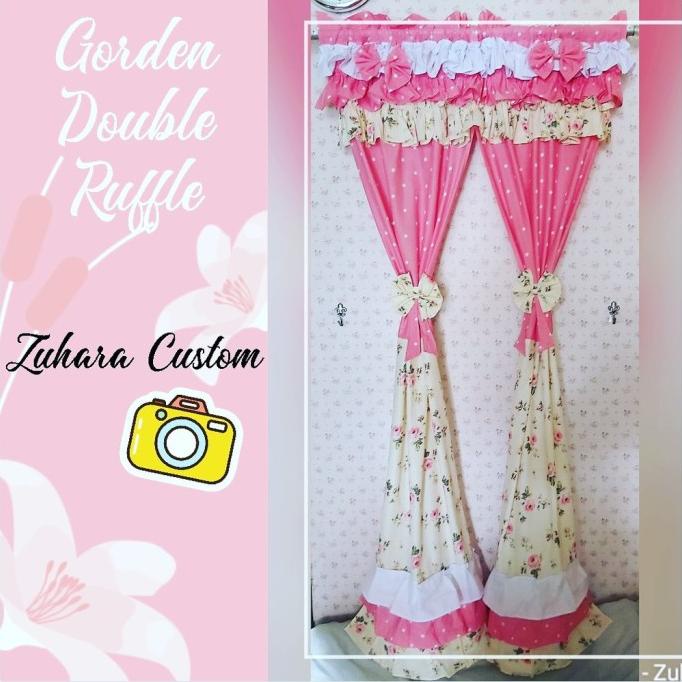 GORDEN JENDELA GORDEN SHABBY PINK RUFFLE KATUN MOTIF PINTU JENDELA EL09I09A82L