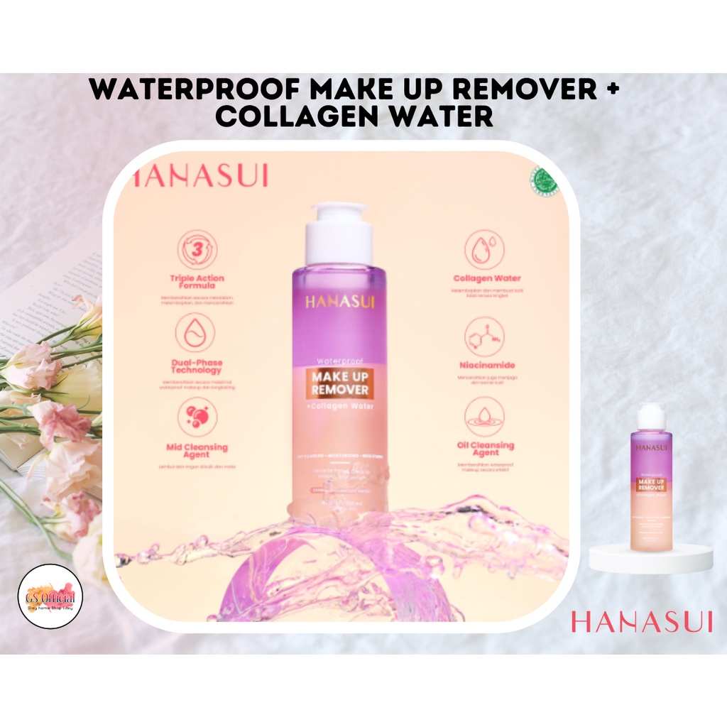 HANASUI WATERPROOF MAKE UP REMOVER COLLAGEN WATER - HANASUI COLLAGEN MICELLAR CLEANSING WATER 100ml