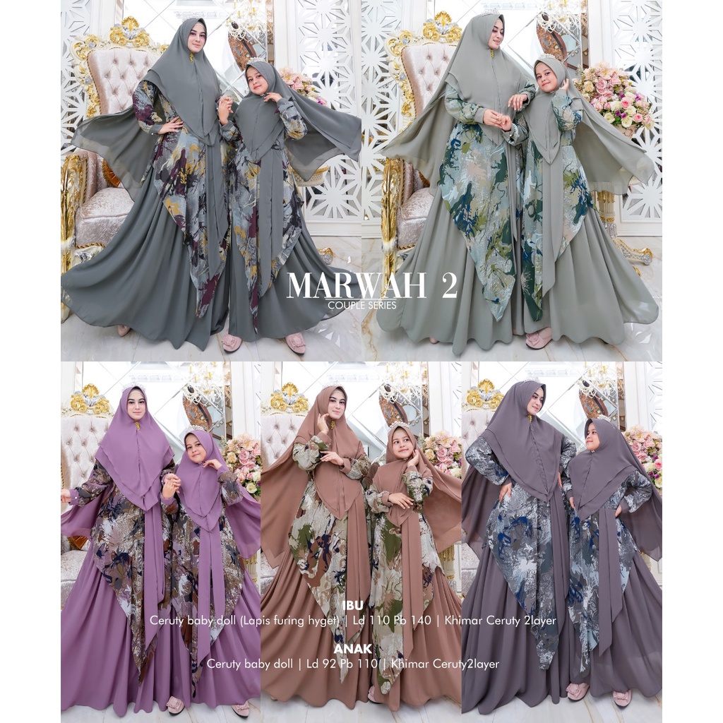 Zahira180 Big Sale Cuci Gudang Gamis Syari Marwah 2 Couple Ibu Dan Anak Gamis Anak Syari Ceruty Baby