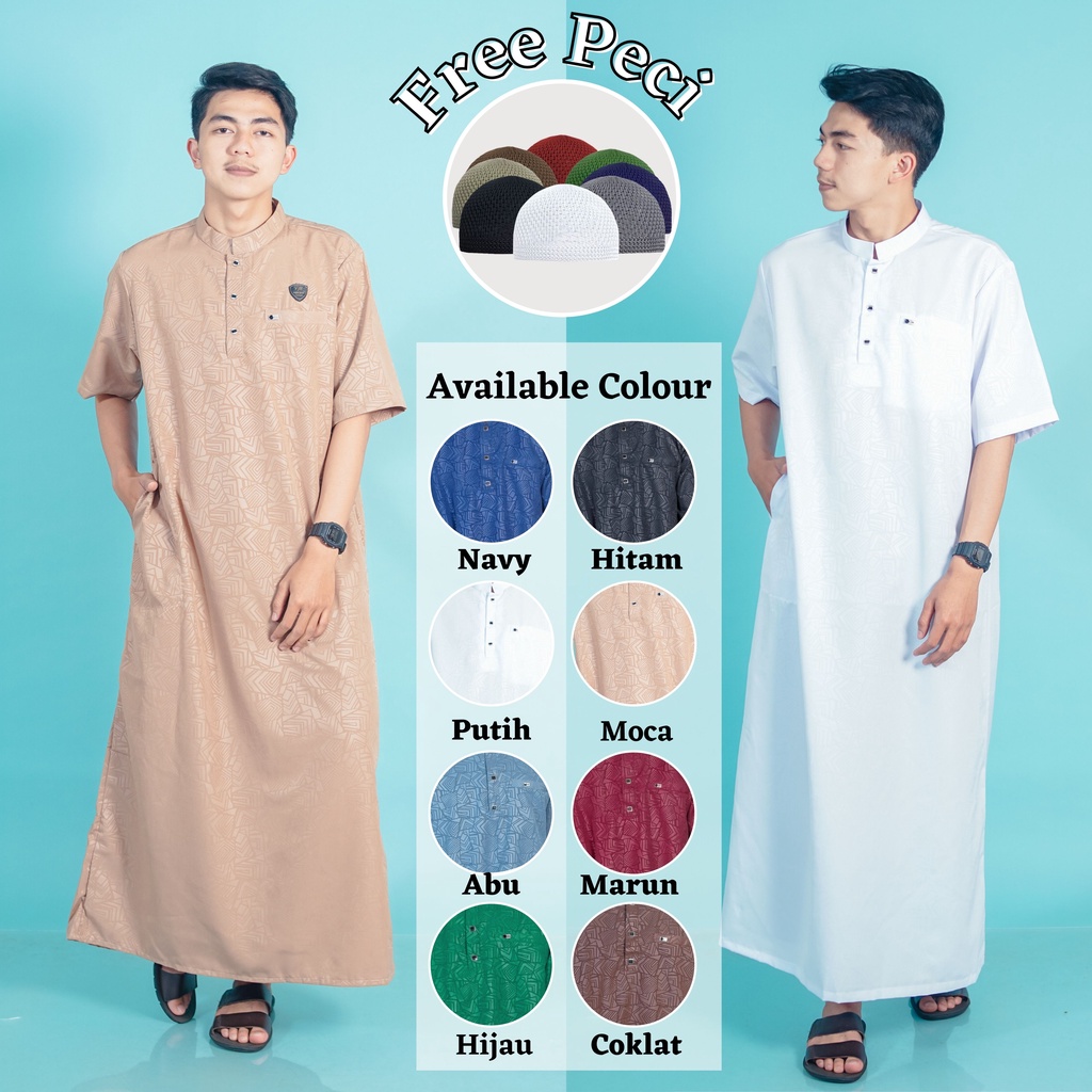 AL-MUHAJIR/ jubah EMBOS PRIA dewasa motif embos/gamis dewasa slim fit motif casual premium