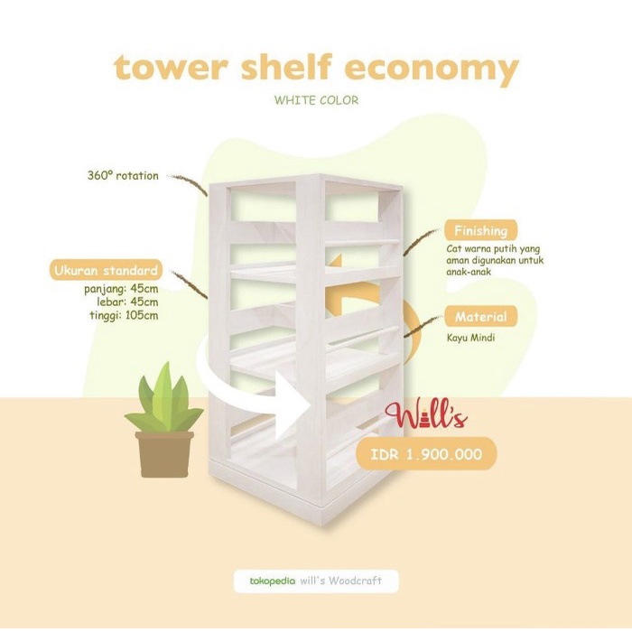 

Terlaris Will'S Tower Book Shelf Economy - Lemari Buku Kayu Anak - White/ Putih