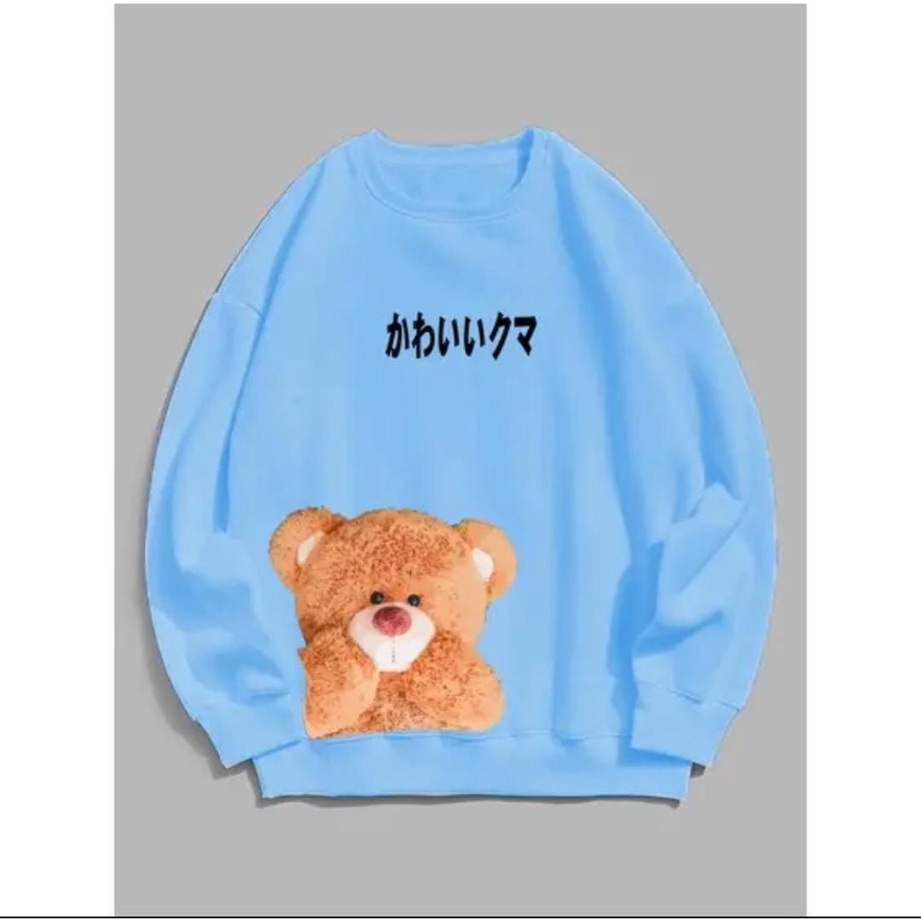 SWEATER WANITA CORAL BEAR X // ATASAN CREWNECK WANITA FLEECE TEBAL LEMBUT TERBARU,