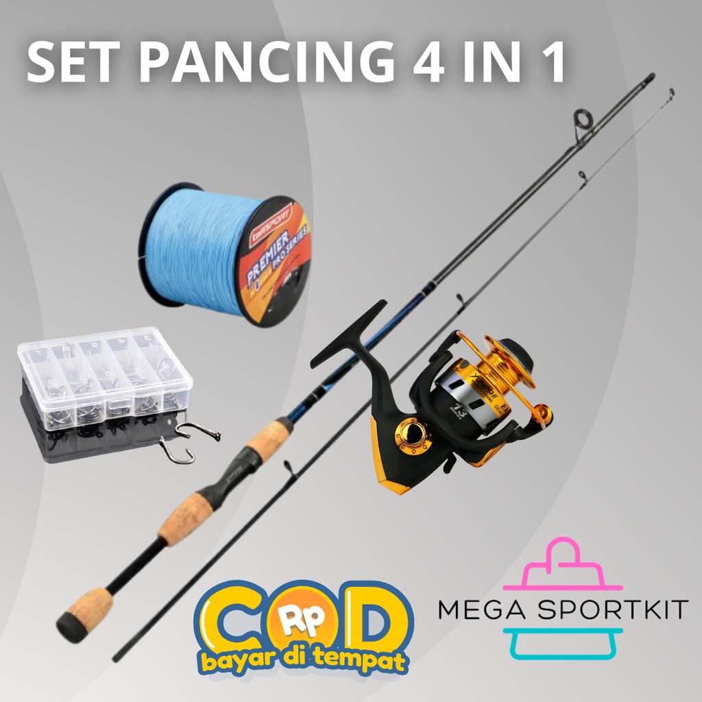 Promo COD Alat Pancing Lengkap 1 Set Pancing Joran Karbon 2 Bagian Fishing Rod dan Fishing Reel Set 