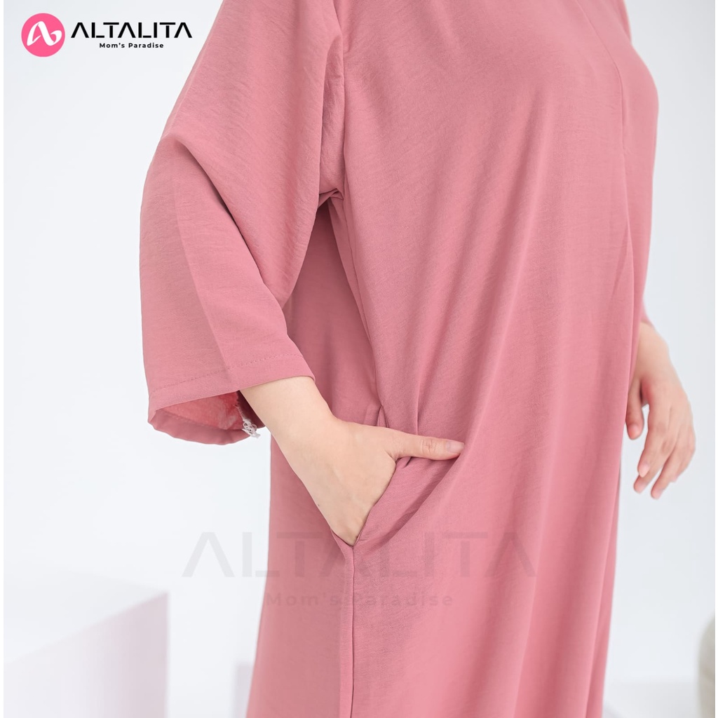 Altalita - Daster Gamis Semata Kaki Busui Cringcle Airflow Panjang Lengan Tangan 3/4 Kekinian Jumbo LD 120