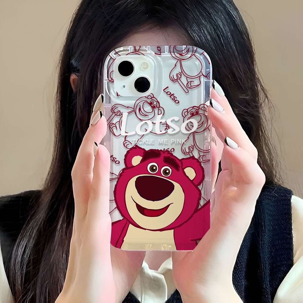 Case Strawberry Bear Manyo Realme C55 C30 7i C17 C30S C25 C15 C11 2020 C20 C35 C25Y C12 C25s C33 C21Y C20A C11 2021 Realme 5i 6i C3 5s 5 Narzo 20 30A Airbag Kartun Lucu Soft Cover