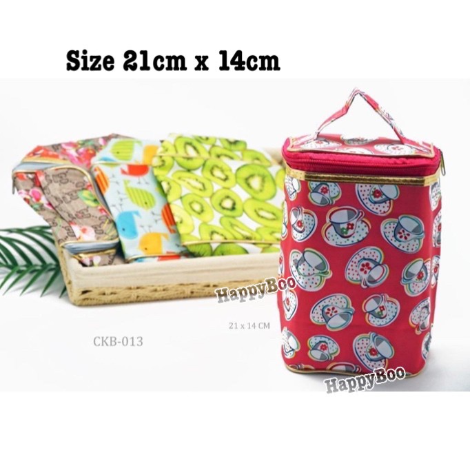 Tas kosmetik tenteng tinggi pattern lis emas PALI tas kosmetik tenteng 21x14cm tinggi