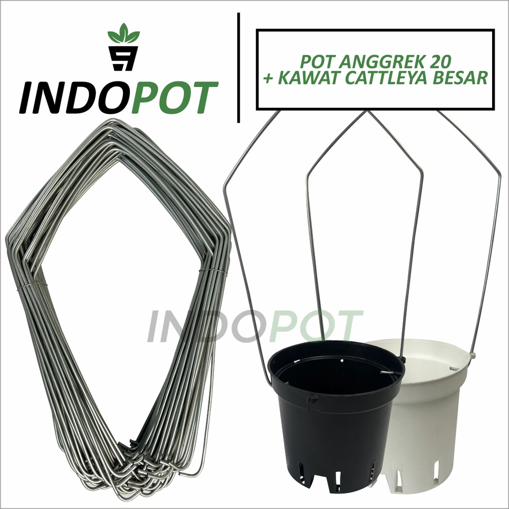 Paket Pot GBL Anggrek Cattleya Ukuran 20 + Kawat Anggrek Cattleya Besar