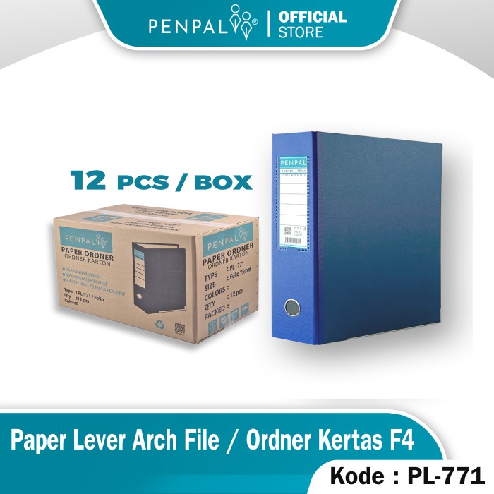 

Terlaris Penpal Paper Lever Arch File / Ordner Kertas F4 Pl-771 (12 Pcs)