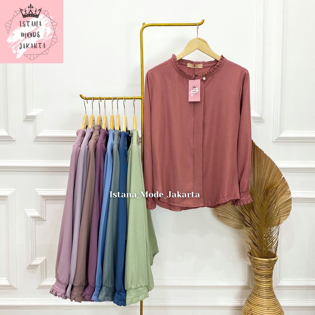 Imj Shakilla Lilac Size C Ld120 Lilac Blouse Premium Baju Atasan Wanita Lengan Panjang Fit To XXL