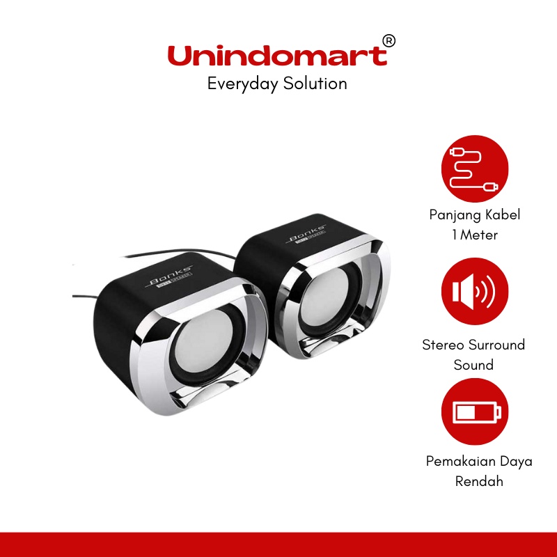 [Unindomart] Speaker Stereo Multimedia Active Speaker 2.0 3W BONKS / Speaker Komputer