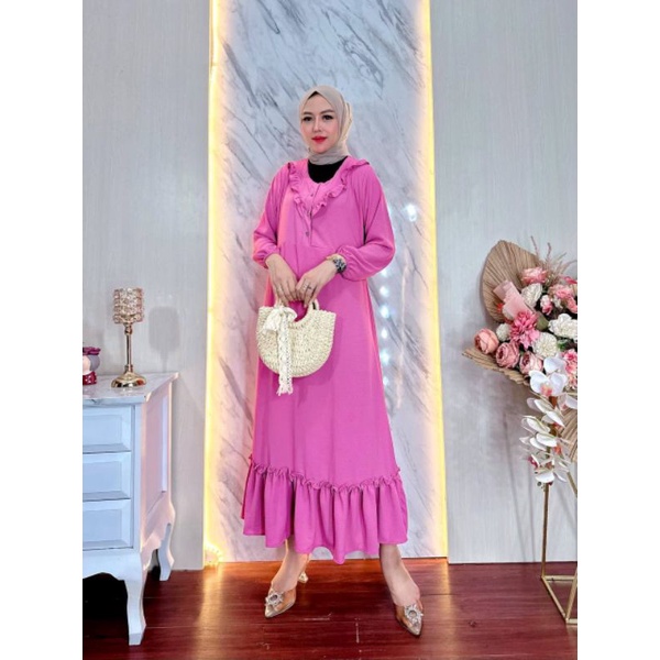 Gamis Cringkle / Hafizah Dress Busana Muslim Labaran Ruffle / Gamis Wanita Busui Wudhu Friendly