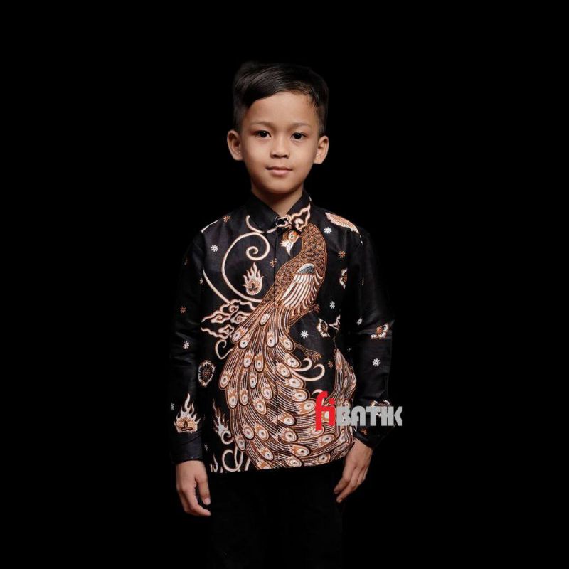 Kemeja Batik Anak Laki-laki Lengan Panjang Dan Pendek Motif Merak Batik Tradisional Daerah jayapura