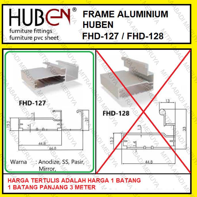 Profil Frame Handle Alumunium Aluminium HUBEN FHD 127 FHD127 FHD-127 hqu02