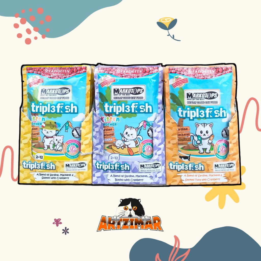 Markotops Pouch/Sachet Triplefish 85gr Makanan Kucing Basah Markotops