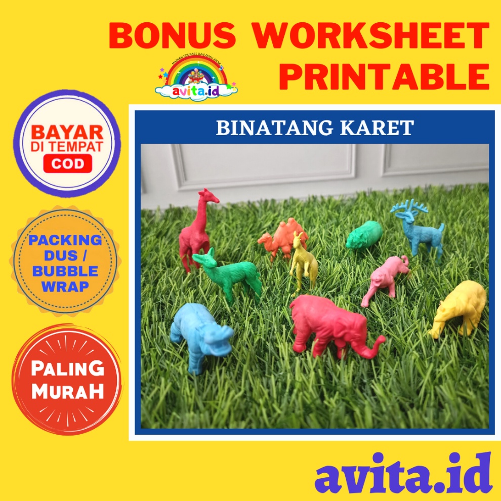 avita.id Mainan Binatang Karet 3 pcs / Mainan Hewan Hewanan / Mainan Edukasi Anak / Hewan Karet / Ma