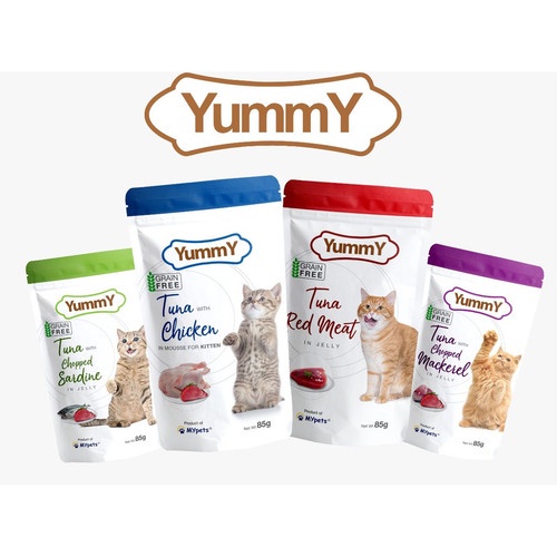 Makanan Kucing Kitten Yummy Pouch Saset 85gr Cat Wet Food Yummi Sachet 85 Gr